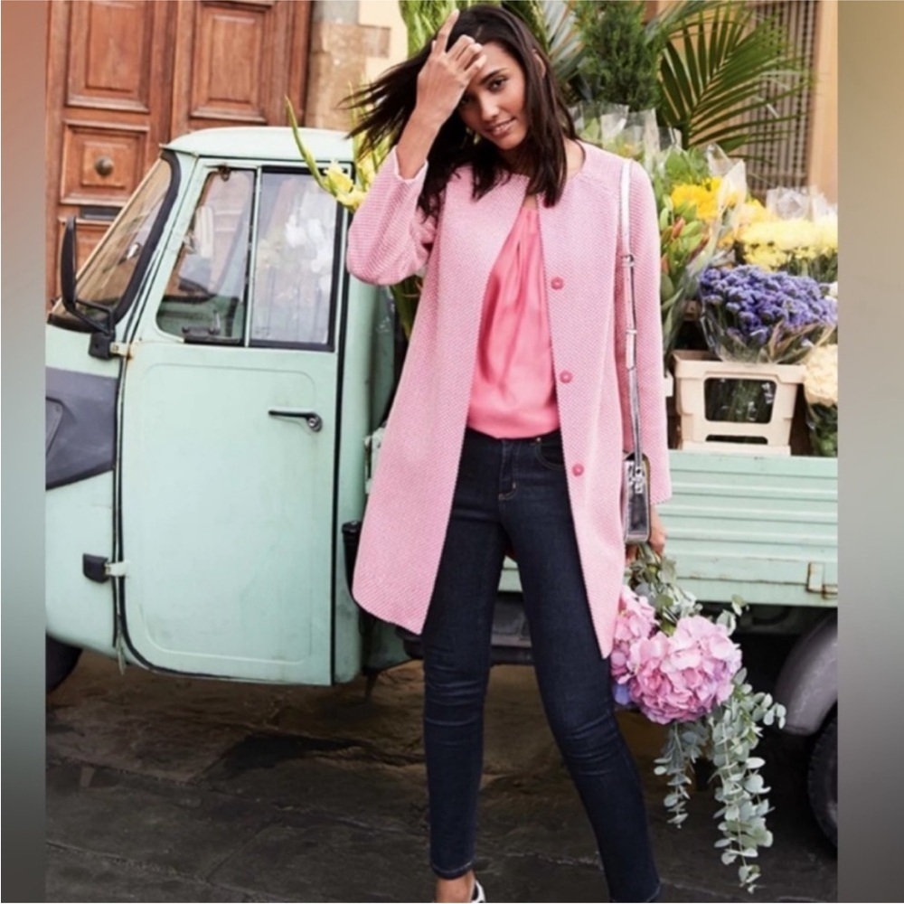Boden “Sienna” Pink Herringbone Coat